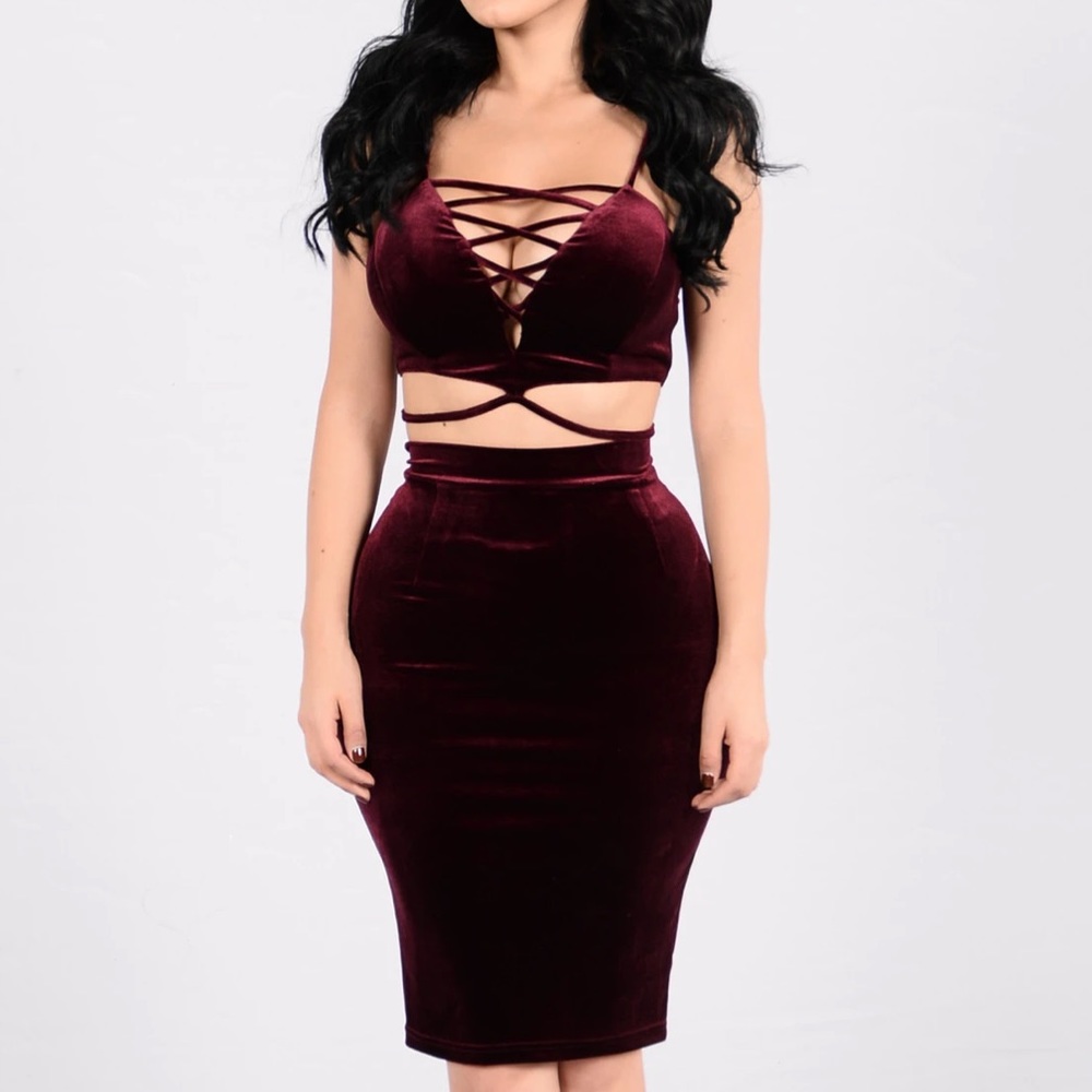 Velvet Burgundy two piece